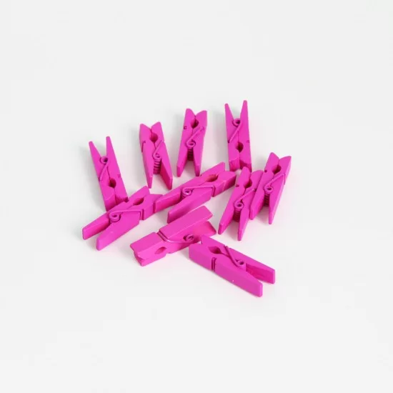 DIY wooden pins 3,5cm 10pcs, hot pink