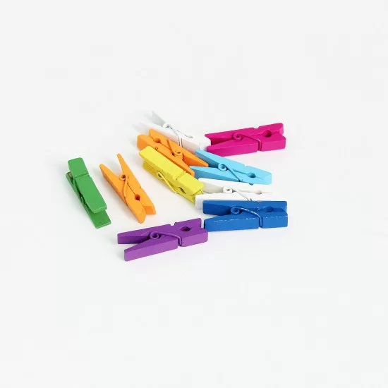 DIY wooden pins 3,5cm 10pcs, mix color
