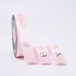 Лента HAPPY BIRTHDAY 25мм/40м "pink