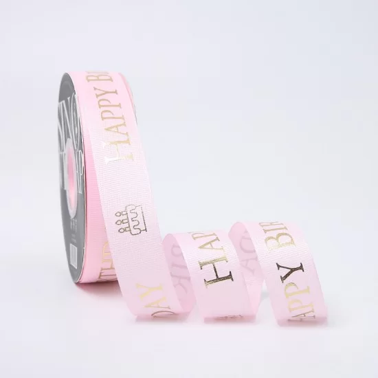 Ribbon HAPPY BIRTHDAY 25mm/40m, pink