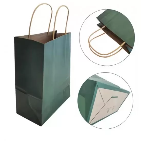 Paper bag with twisted handles 21*15*8cm, green, 12pcs