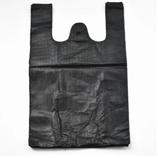 Shopping bags with handles, HDPE, 26*28+12cm, 100pcs, black