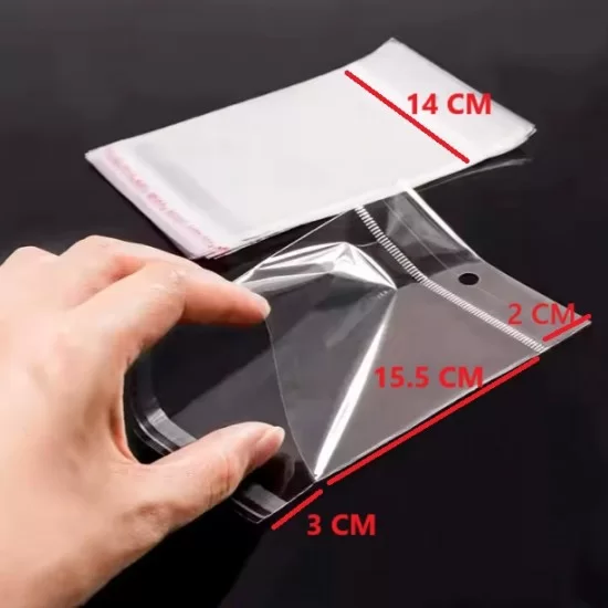 Bags with hole and self-adhesive film OPP 14*15.5cm, 100pcs