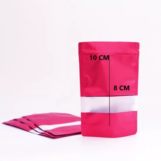 DOYPACK bag with zip-lock 8*10+3cm, fuchsia, 10pcs