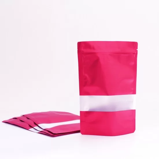 DOYPACK bag with zip-lock 8*10+3cm, fuchsia, 10pcs
